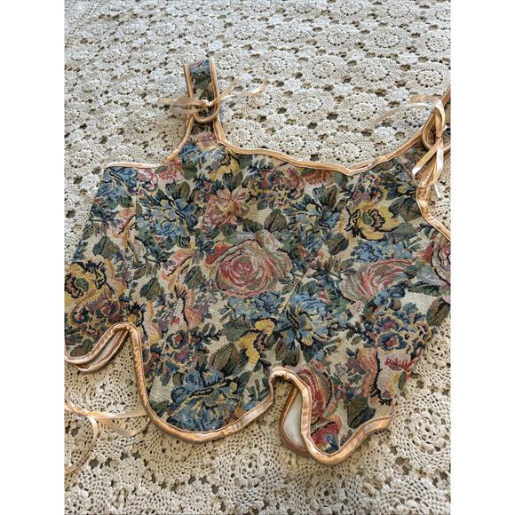 Scarlet Darkness Floral Tapestry Bustier Corset Top Sz 10 Peasant Renaissance - Picture 2 of 10
